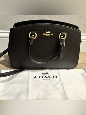 Coach Black Pebbled Leather Satchel with Gold Hardware